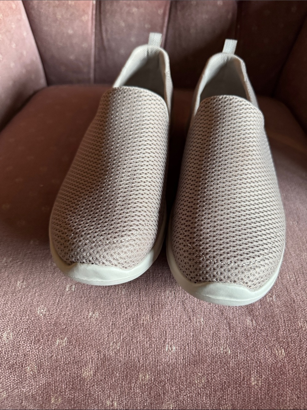 SOLD Skechers Women's Slip-On Athletic Shoes in beige and white sole.